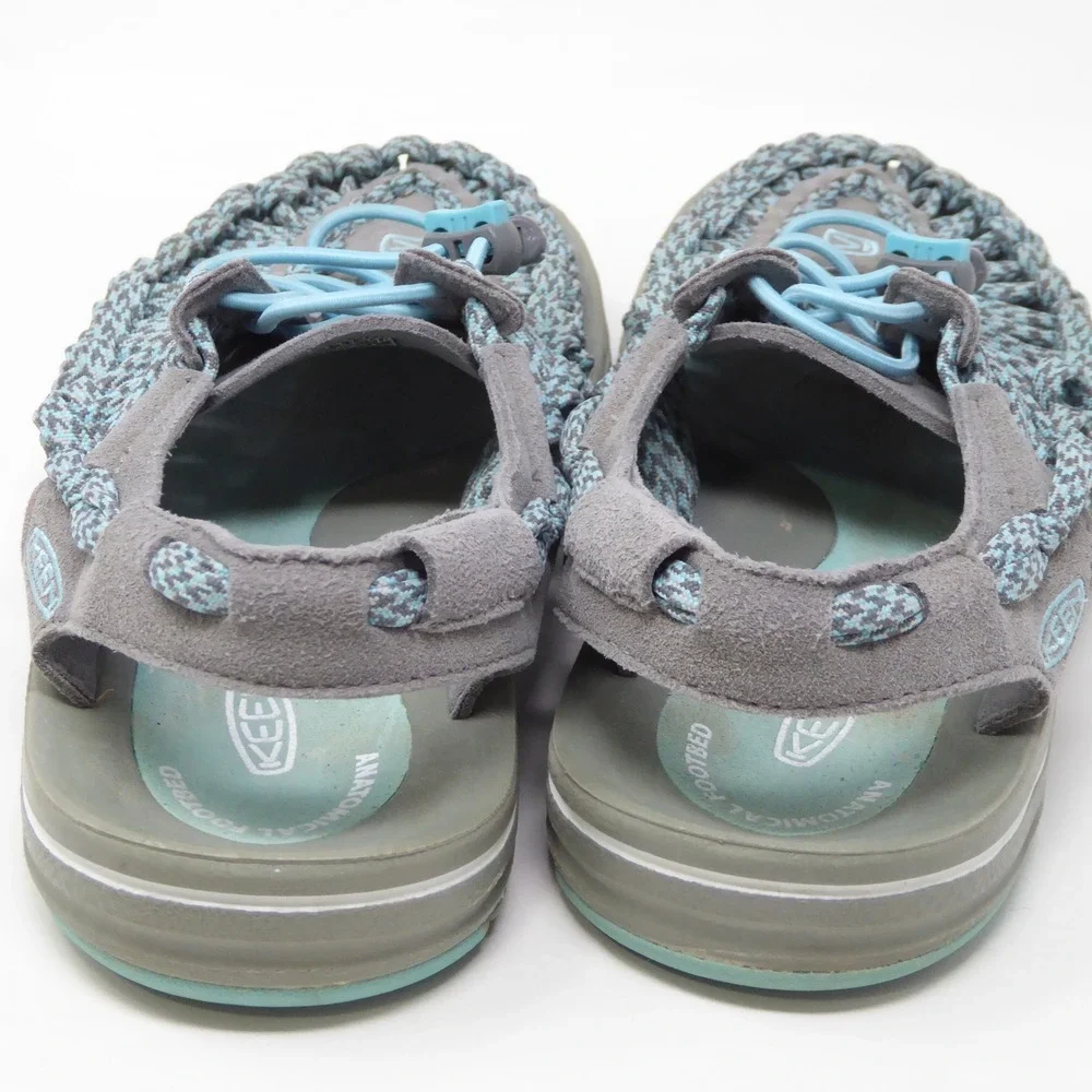 KEEN Womens Uneek Sandals Grey Blue Woven Cord 8.5